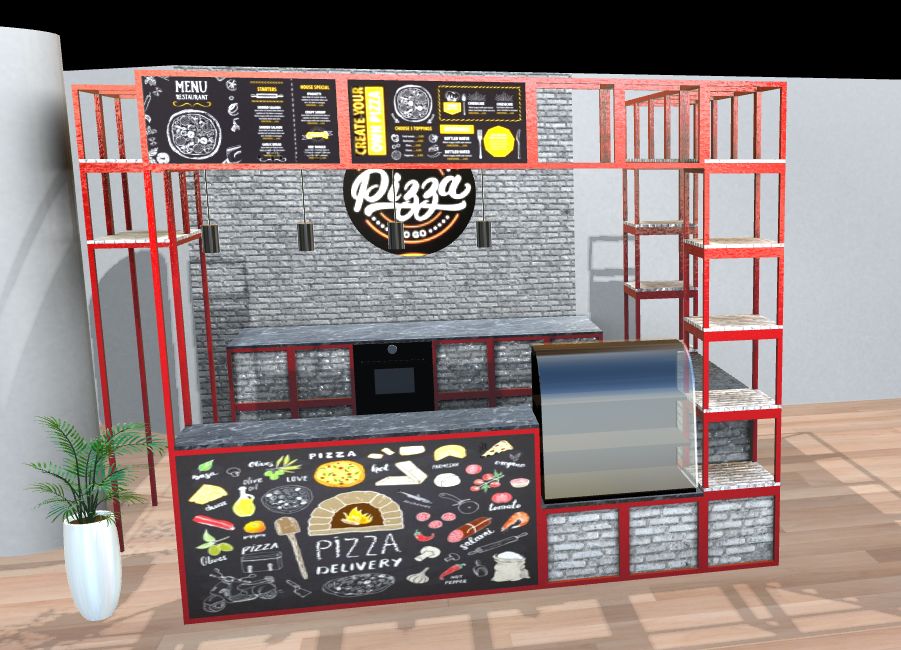 3D booth configurator pizza stall bare