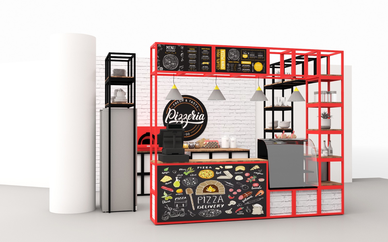 3D booth configurator pizza stall